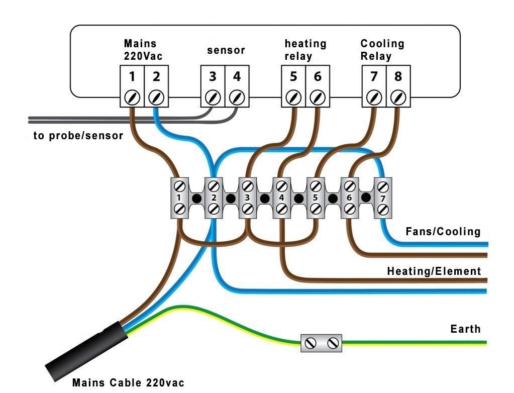 Temperature Controller STC1000 Bridged Wiring Diagram