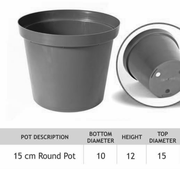 Round Plastic Plant Pots – 15cm Round Pot