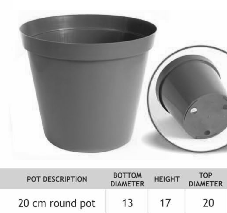 Round Plastic Plant Pots – 20cm Round Pot