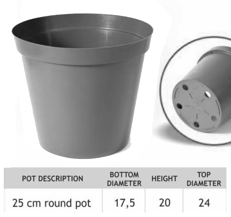 Round Plastic Plant Pots – 25cm Round Pot