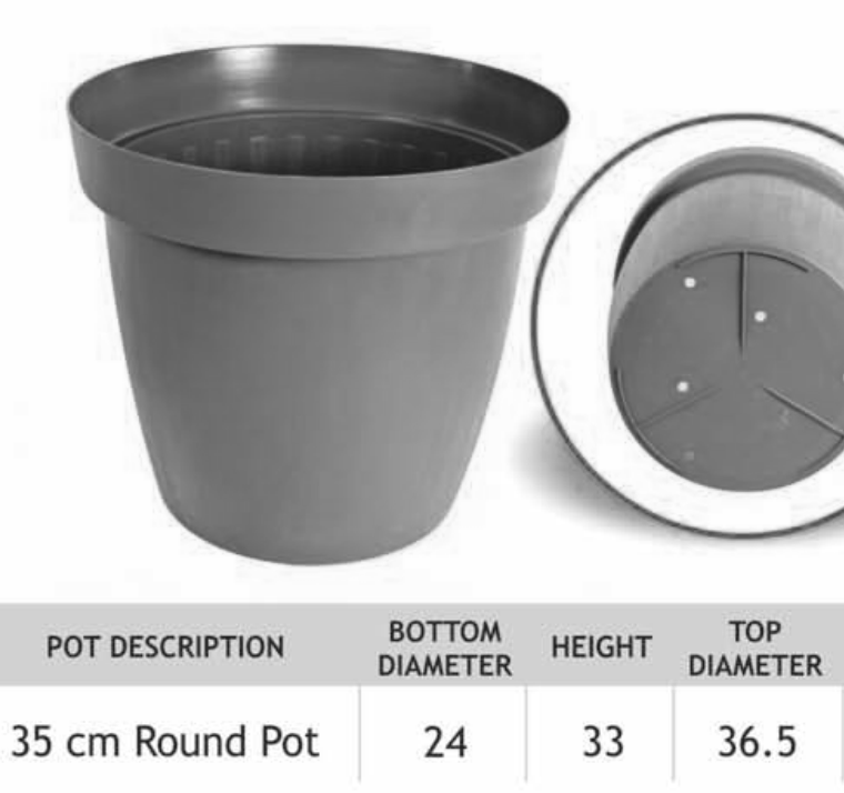 Round Plastic Plant Pots – 35cm Round Pot