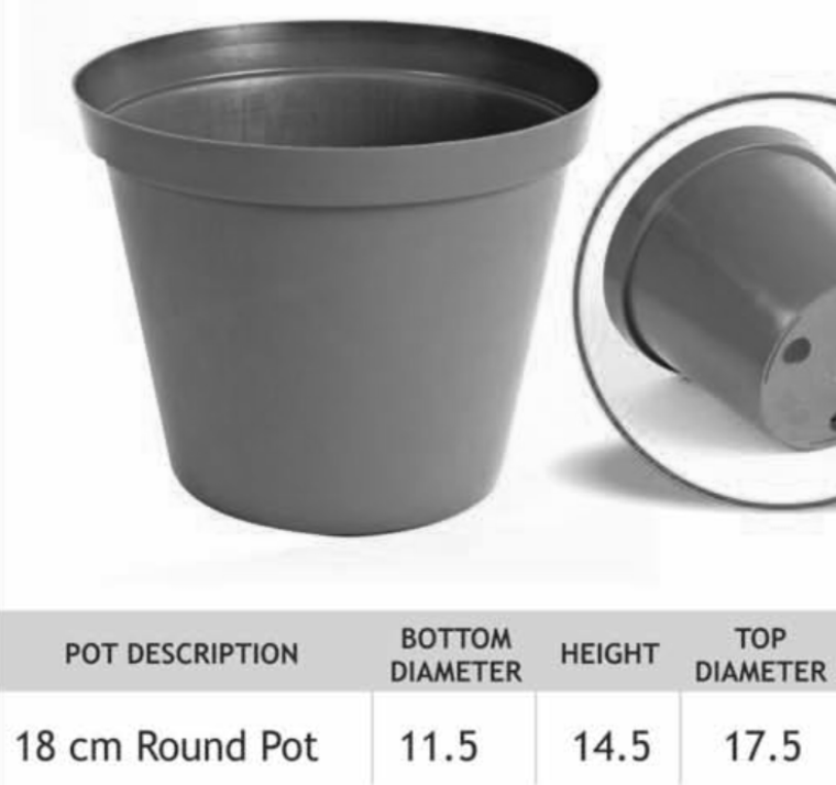 Round Plastic Plant Pots – 18cm Round Pot